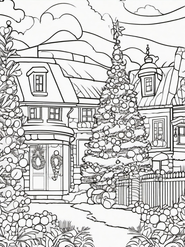 Christmas Holiday Coloring Pages  outling,coloring pages,black and white