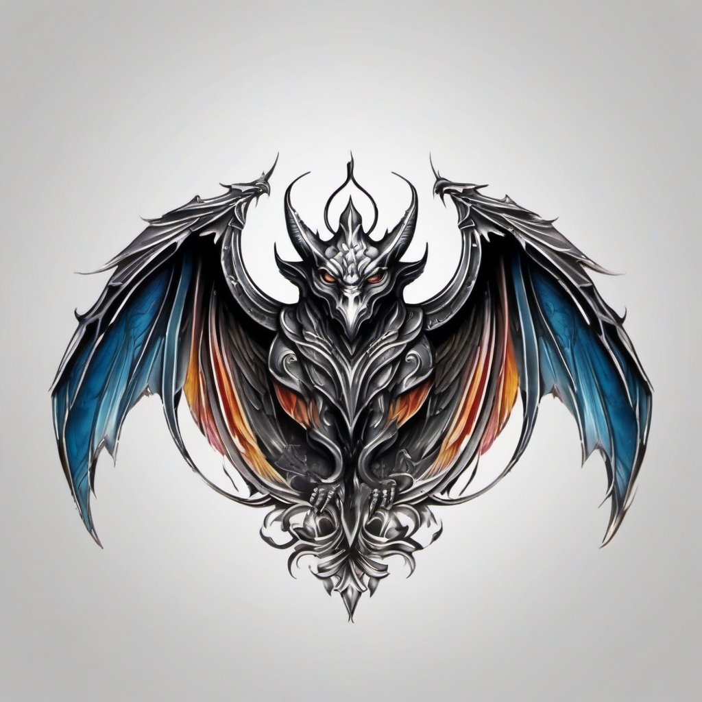 gargoyle wings tattoo  simple color tattoo design,white background