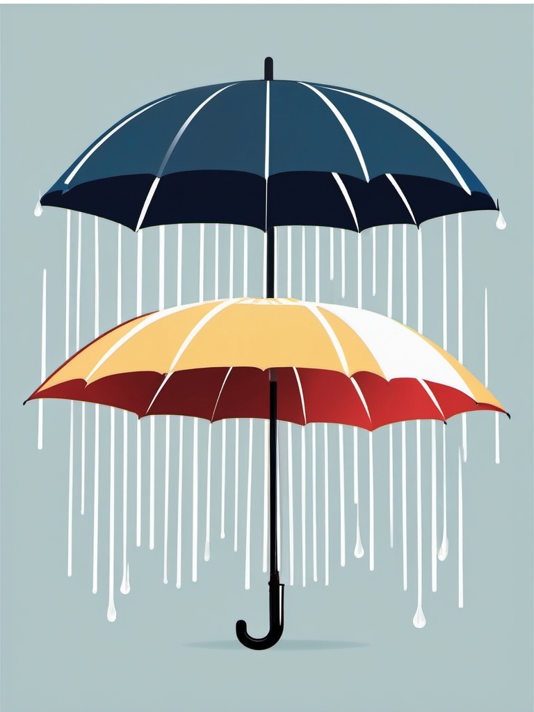 Umbrella Clipart - Opened rain umbrella protecting from a sudden downpour.  color clipart, minimalist, vector art, 