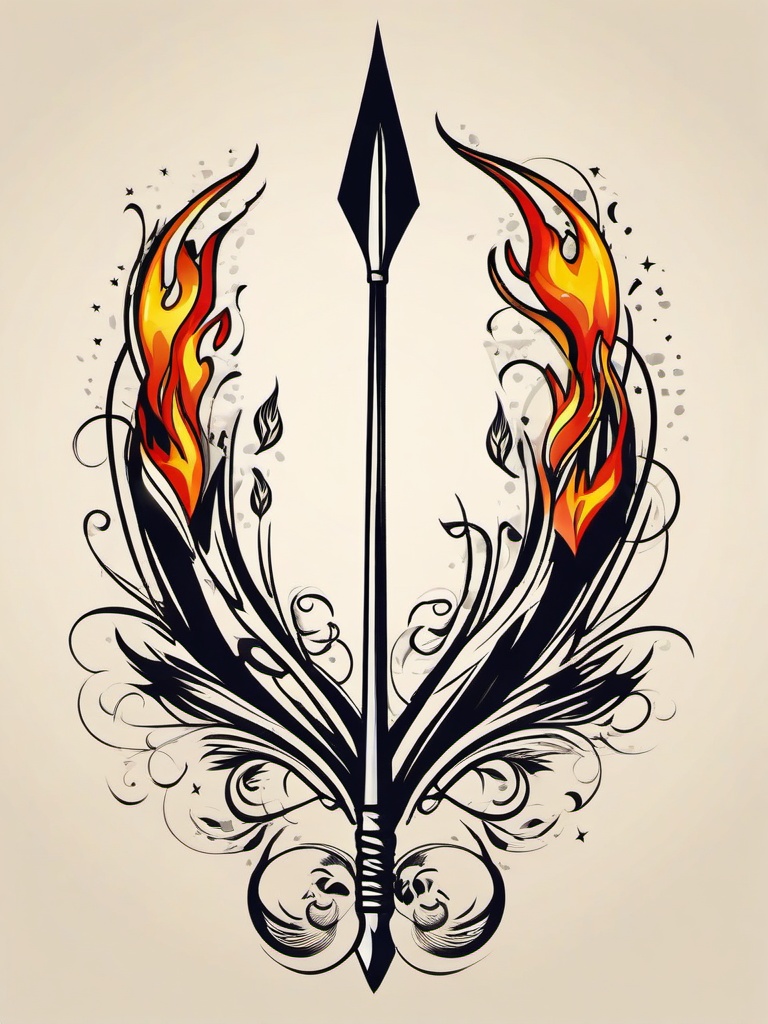 flaming arrow tattoo  vector tattoo design