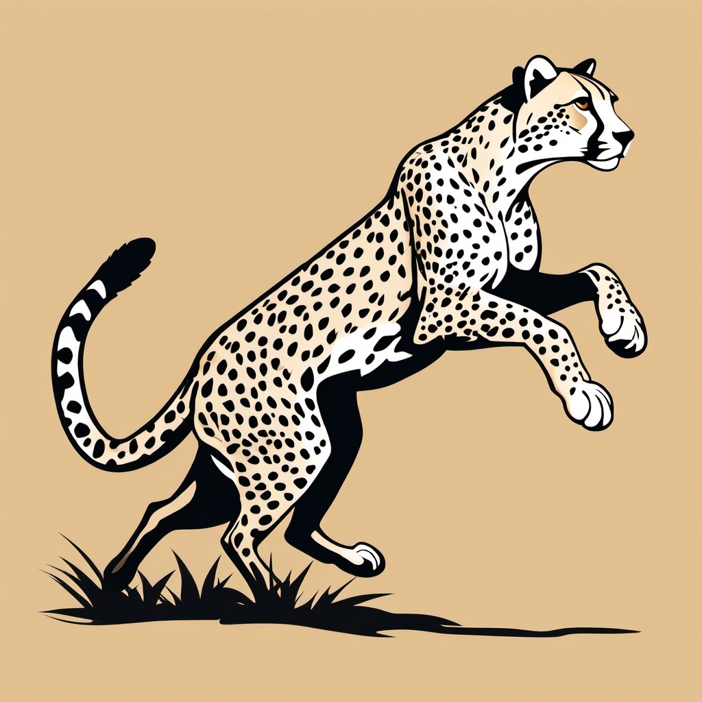 Cheetah Clipart - Cheetah sprinting across the savannah , minimal, 2d