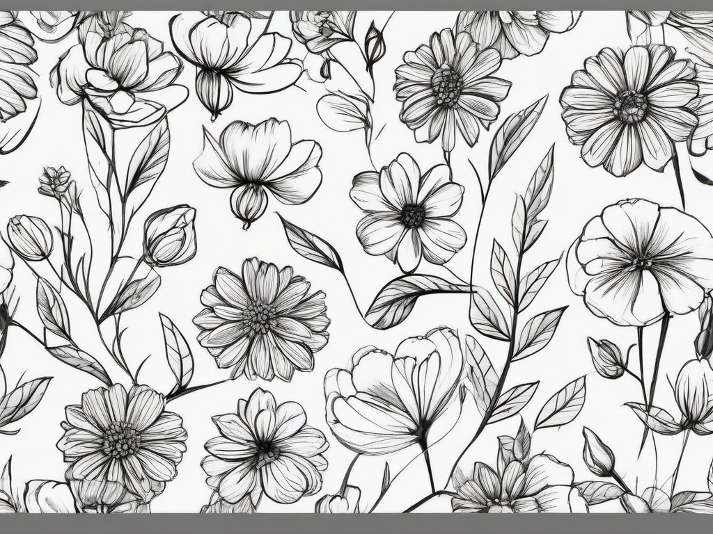 sketches of flowers  minimal rough sketch scribbles,doodles,black and white