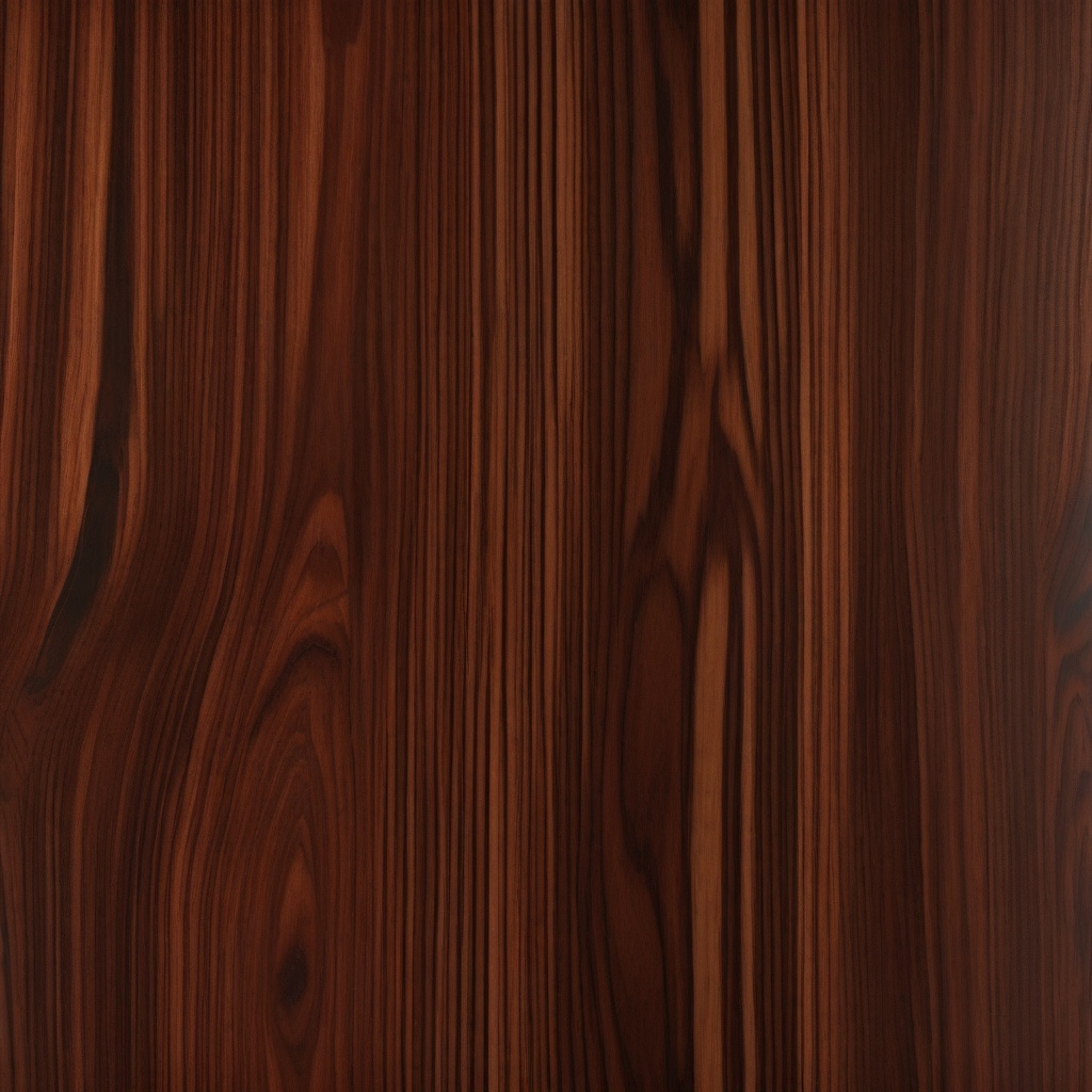 Rosewood with a rich, reddish-brown hue and an exotic, polished surface top view, product photoshoot realistic background, hyper detail, high resolution