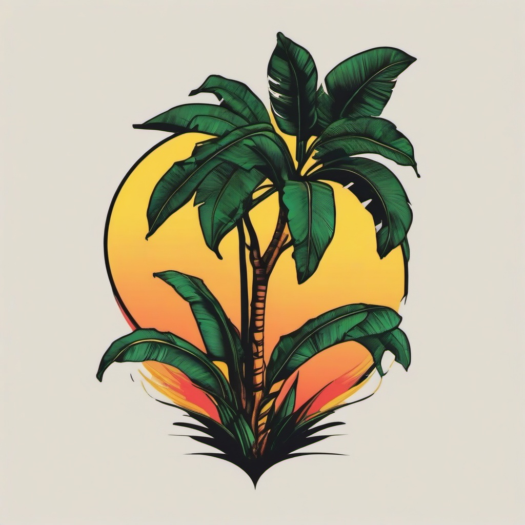 banana tree tattoo  simple vector color tattoo