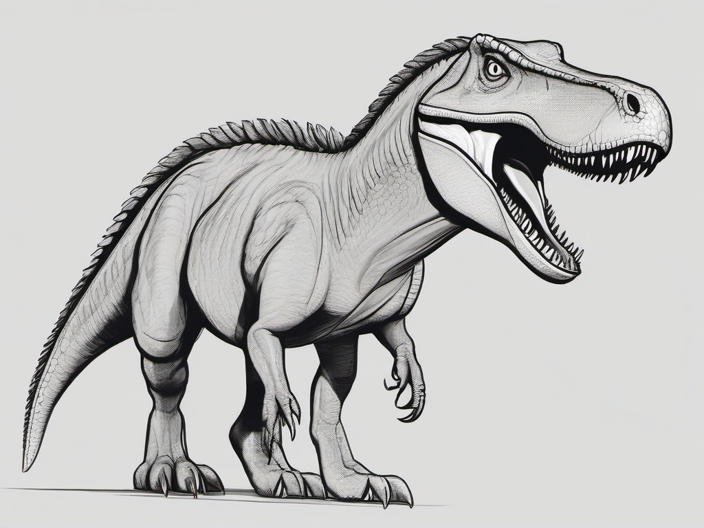 drawing of a Baryonyx dinosaur  minimal rough sketch scribbles,doodles,black and white