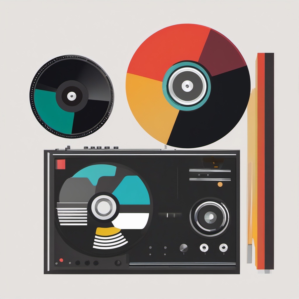 Record Clipart - Record symbol for recording audio and video,  color vector clipart, minimal style