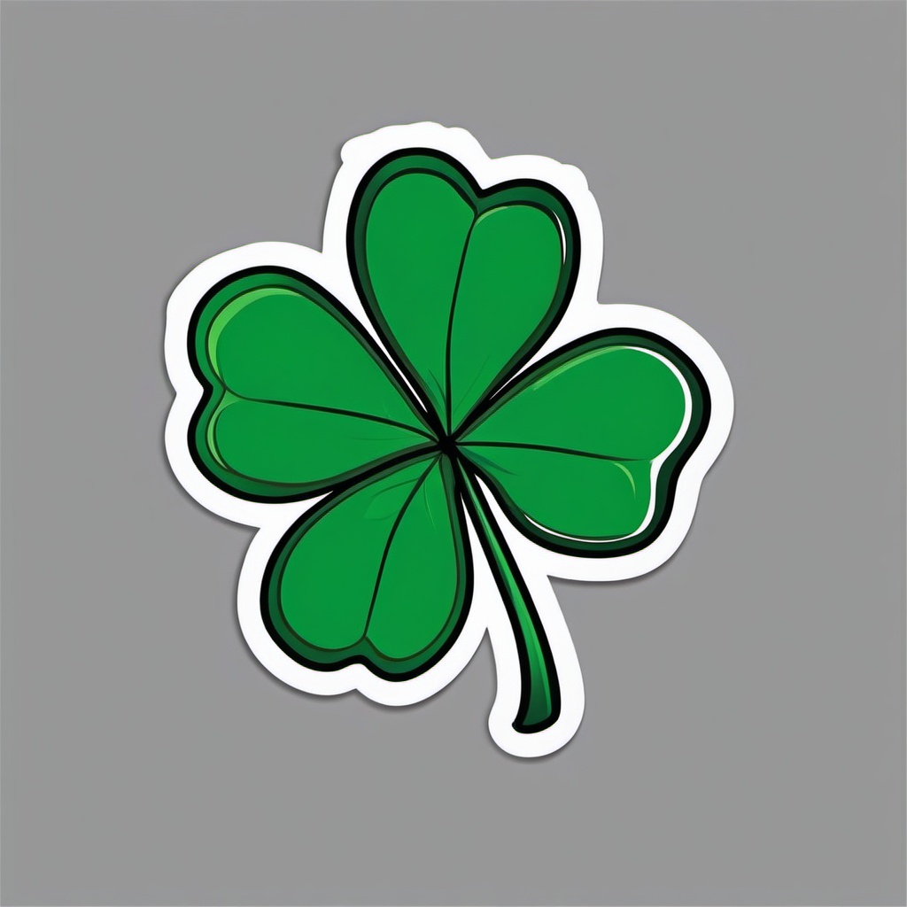 Shamrock Sticker - Shamrock for luck, ,vector color sticker art,minimal