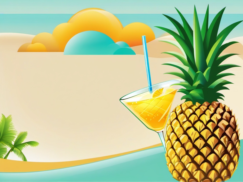 Pineapple clipart - pineapple with a tropical drink  clipart