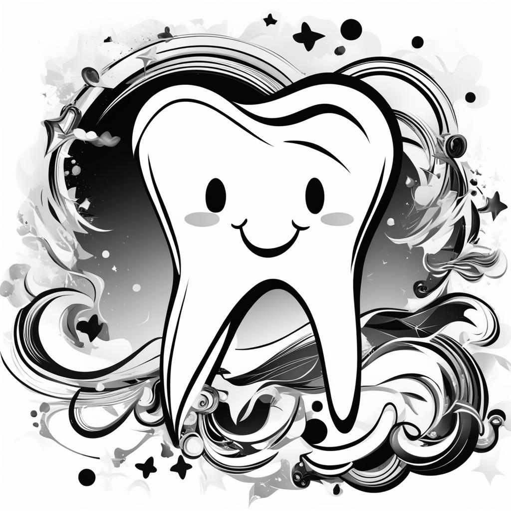 tooth clipart black and white 