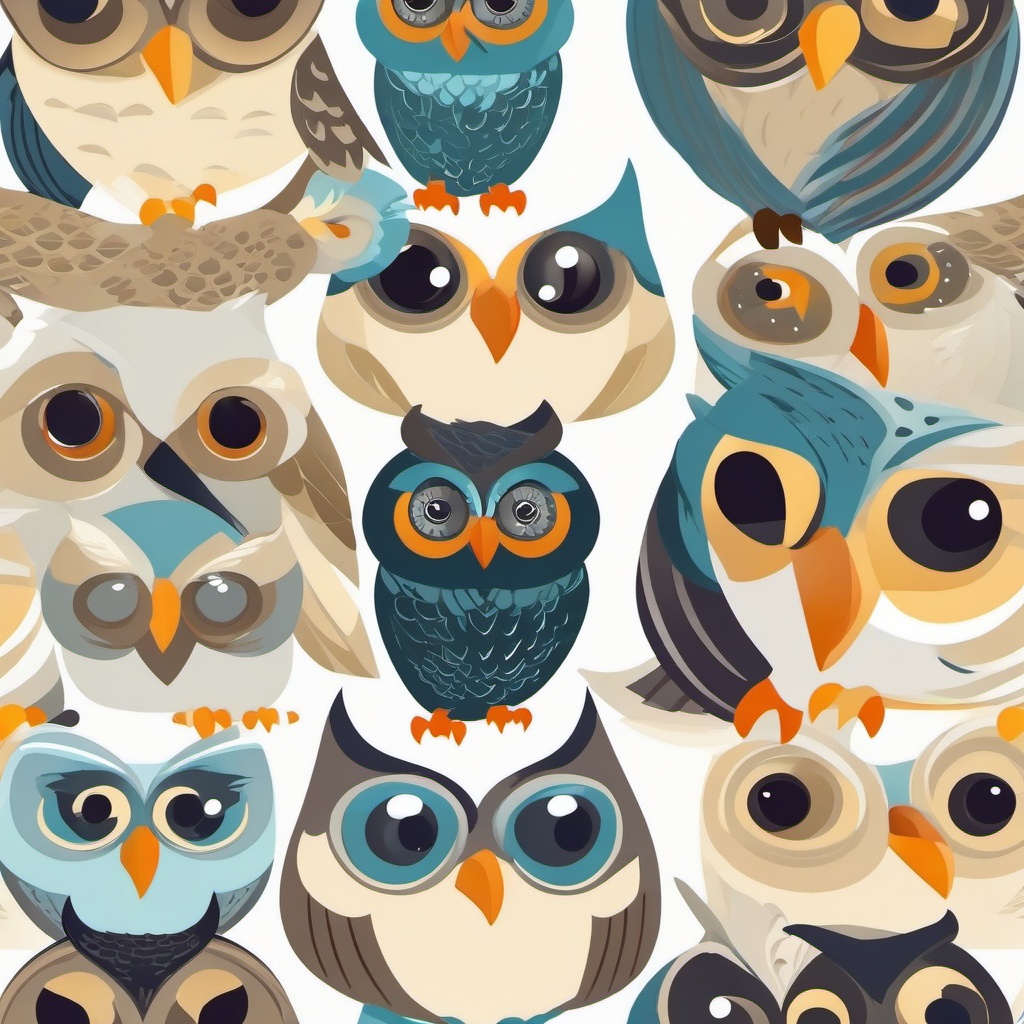 Owl clipart - Nocturnal bird with silent flight and wise demeanor, ,color clipart vector style