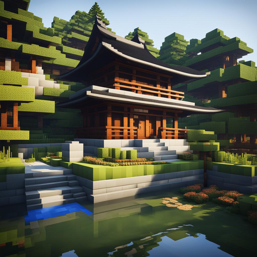 japanese pagoda in a serene zen garden - minecraft house design ideas minecraft block style