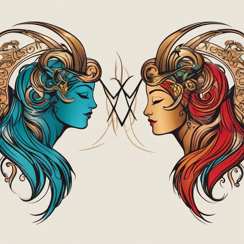 aries and virgo tattoo designs  simple vector color tattoo