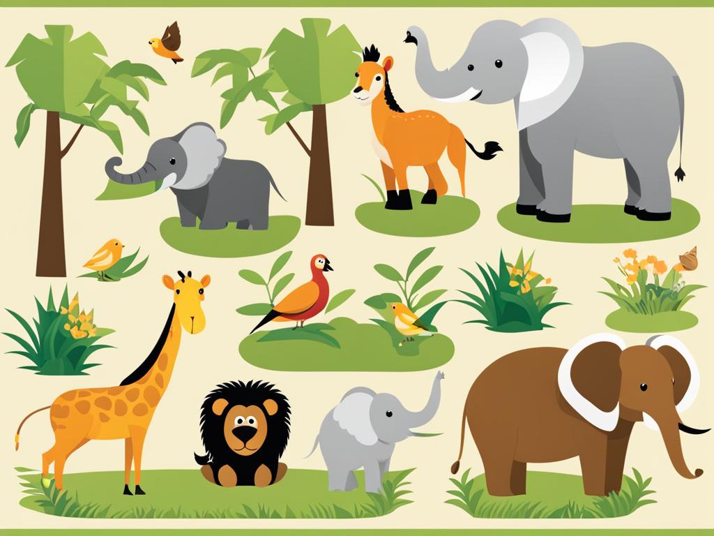 zoo clipart - a playful assortment of zoo animals in their habitats 