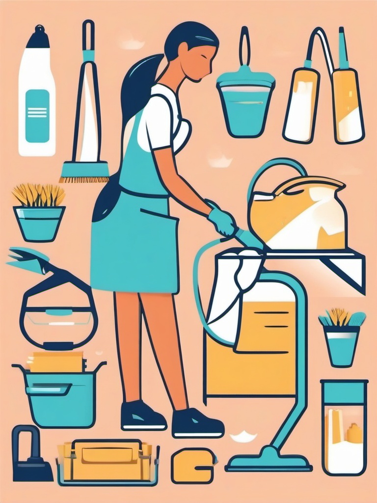 Spring Cleaning clipart - Cleaning and decluttering the home, ,vector color clipart,minimal