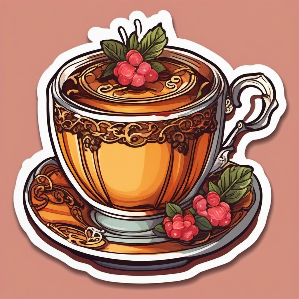 Sweet Cup of Tea sticker- Cozy Tea Time Charm, , color sticker vector art