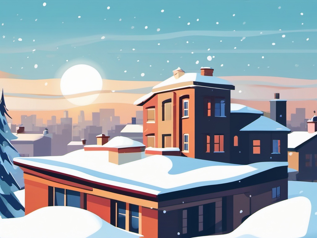 Snowy Rooftop clipart - Snow-covered rooftop on a sunny day, ,vector color clipart,minimal