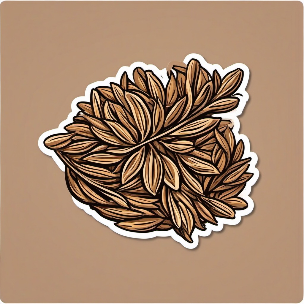 Cumin Sticker - Spice up your dishes with the warm and nutty flavor of cumin seeds, , sticker vector art, minimalist design