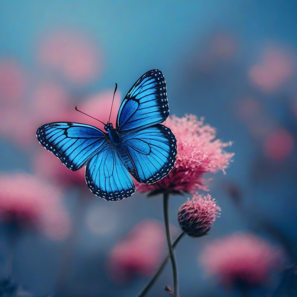 blue background butterfly  