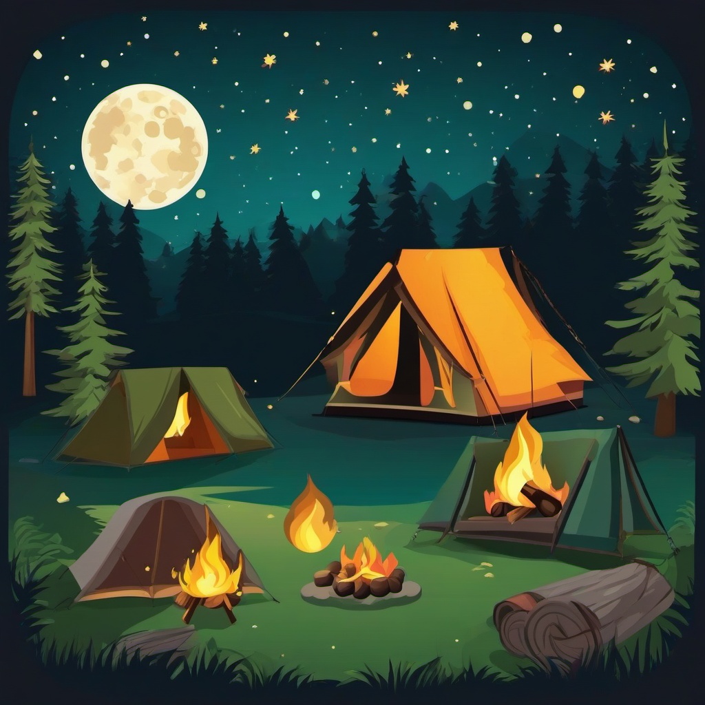 Camping clipart - camping under the stars  vector clipart