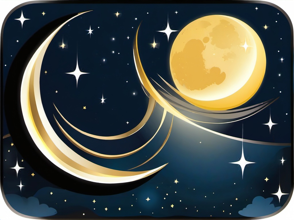 Moon clipart - crescent moon shining in the night sky  