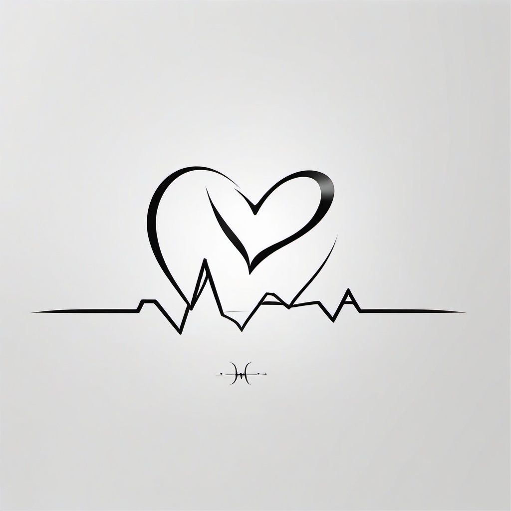 Heart Beat Line Tattoo - Embrace simplicity and style with a tattoo featuring a clean and elegant heart beat line.  simple vector color tattoo,minimal,white background