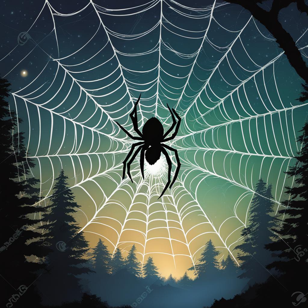 spider clipart: weaving an intricate web in the moonlit forest. 