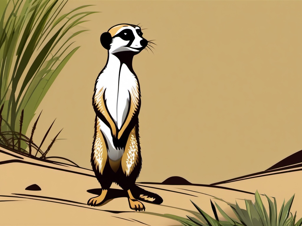 Meerkat Cartoon - Cartoon of meerkat standing on alert  