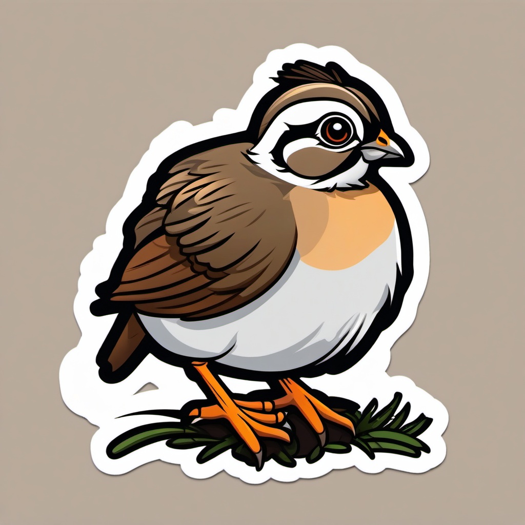 Quail cartoon - small, ground-dwelling bird with a topknot  cartoon sticker style