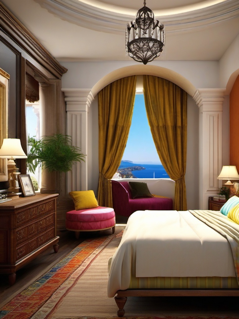 Classic Mediterranean Bedroom - Capture the classic beauty of the Mediterranean in your bedroom. , bedroom interior decor design ideas, multicoloured, photo realistic, hyper detail, high resolution,