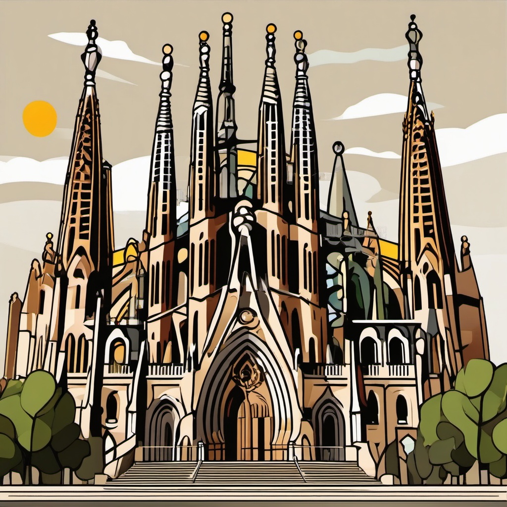 Sagrada Família clipart - Basilica in Barcelona, Spain, ,color clipart vector style