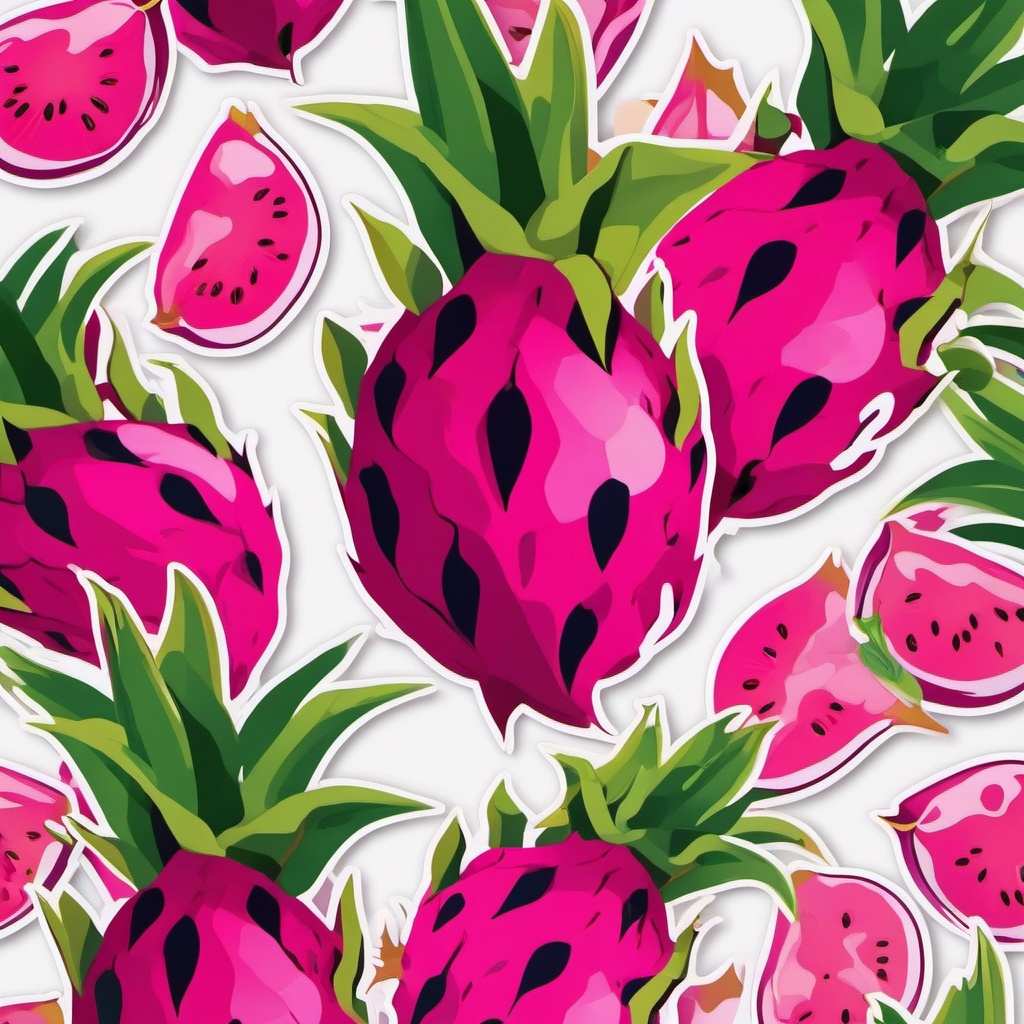 Dragon Fruit Sticker - Unique and visually stunning, a dragon fruit-themed treat, , sticker vector art, minimalist design