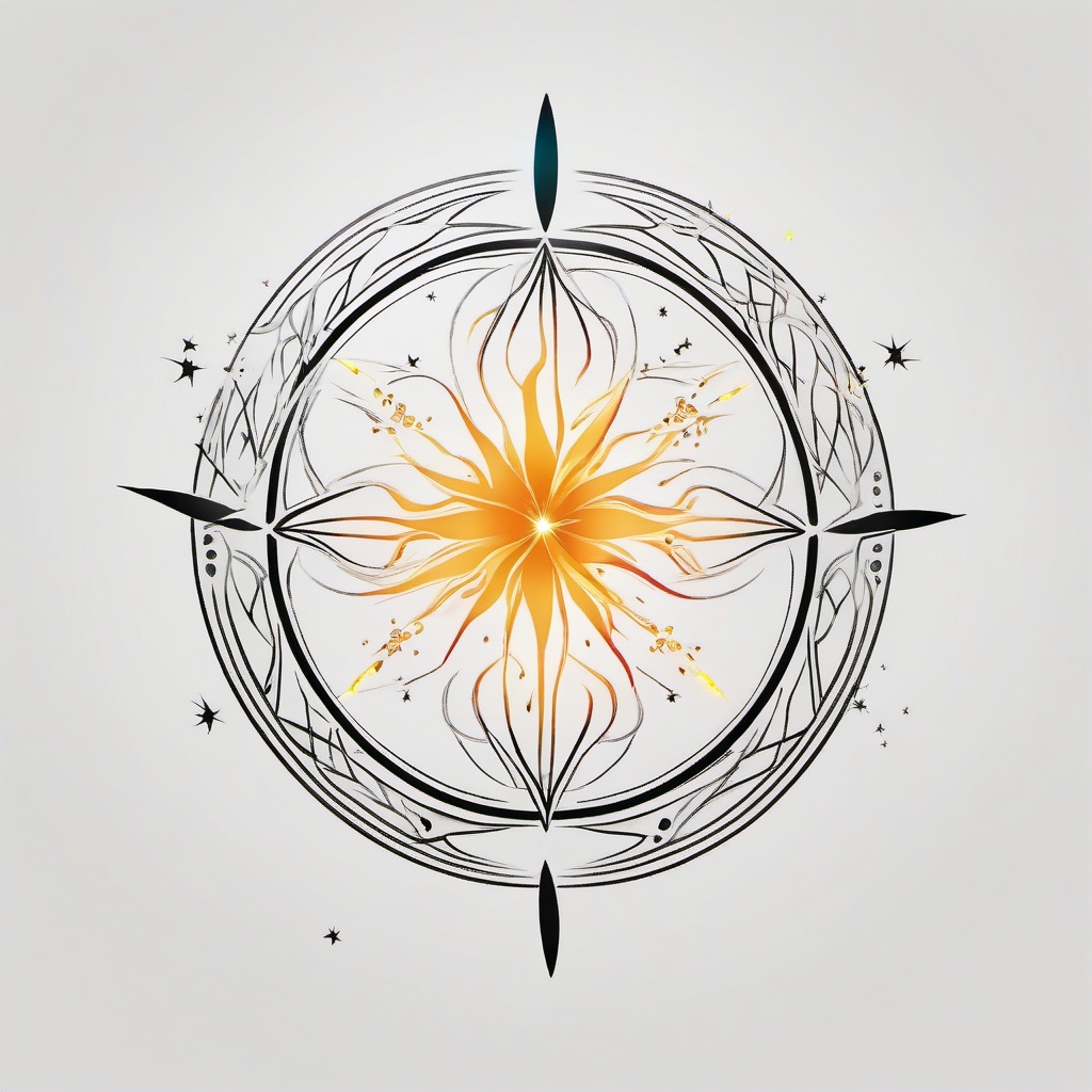 Firefly Stargate - A mystical tattoo with fireflies forming a portal to another dimension.  simple color tattoo,white background