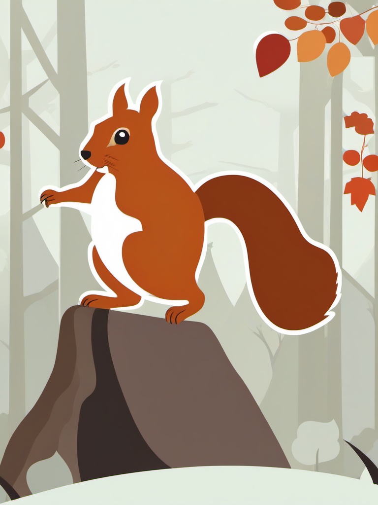 Squirrel clipart - squirrel running through the woods  color,minimalist,vector clipart