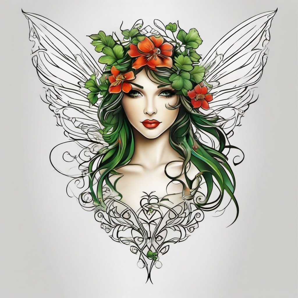 irish fairies tattoos  simple color tattoo,white background