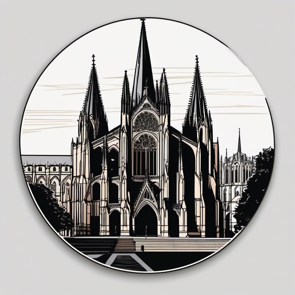 Metz Cathedral sticker- Gothic cathedral in the French city of Metz, , sticker vector art, minimalist design