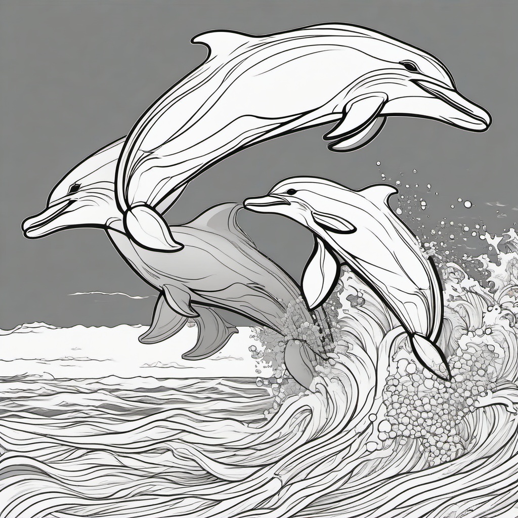 Dolphins jumping out of the ocean  simple coloring pages