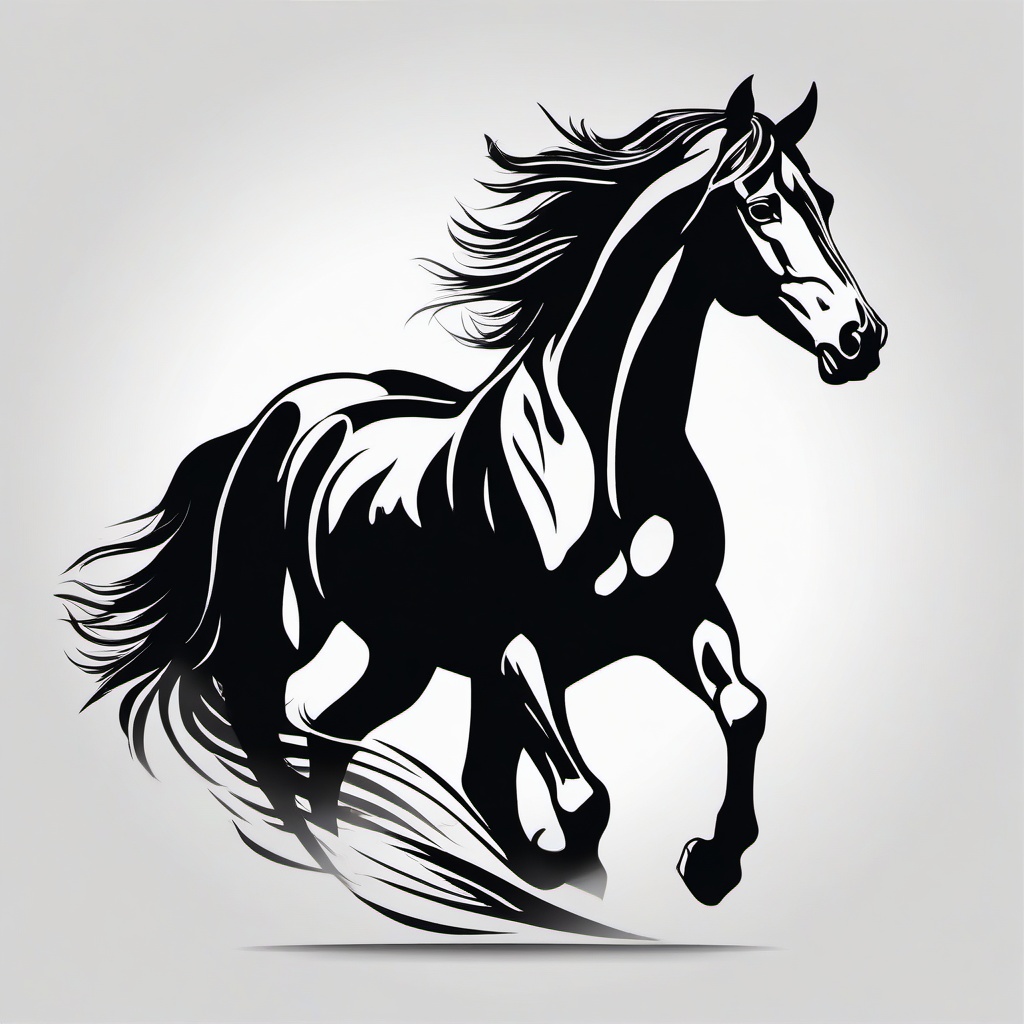 Black Stallion Tattoo - Showcase the elegance and strength of black stallions with a tattoo, capturing the essence of this iconic horse breed.  simple tattoo,minimalist,white background