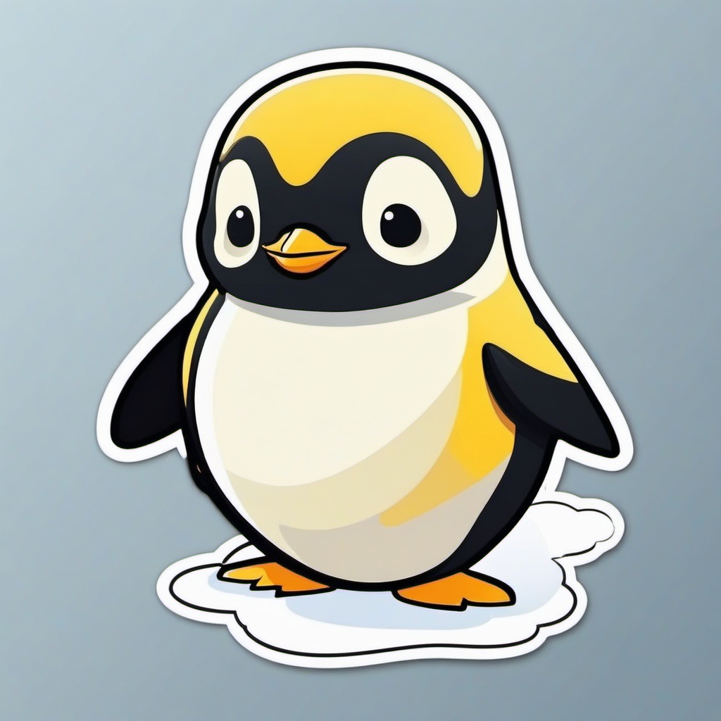 Emperor Penguin Sticker - An adorable emperor penguin waddling on ice, ,vector color sticker art,minimal