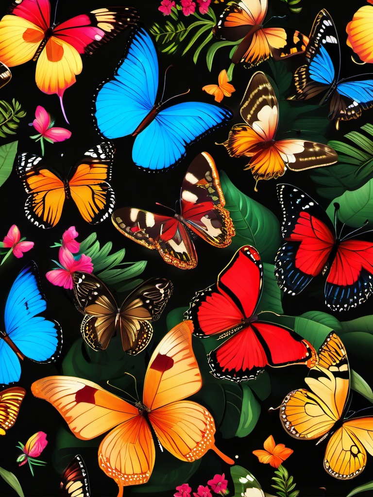 Butterfly Wallpaper - Butterflies in Costa Rica's Butterfly Garden wallpaper splash art, vibrant colors, intricate patterns