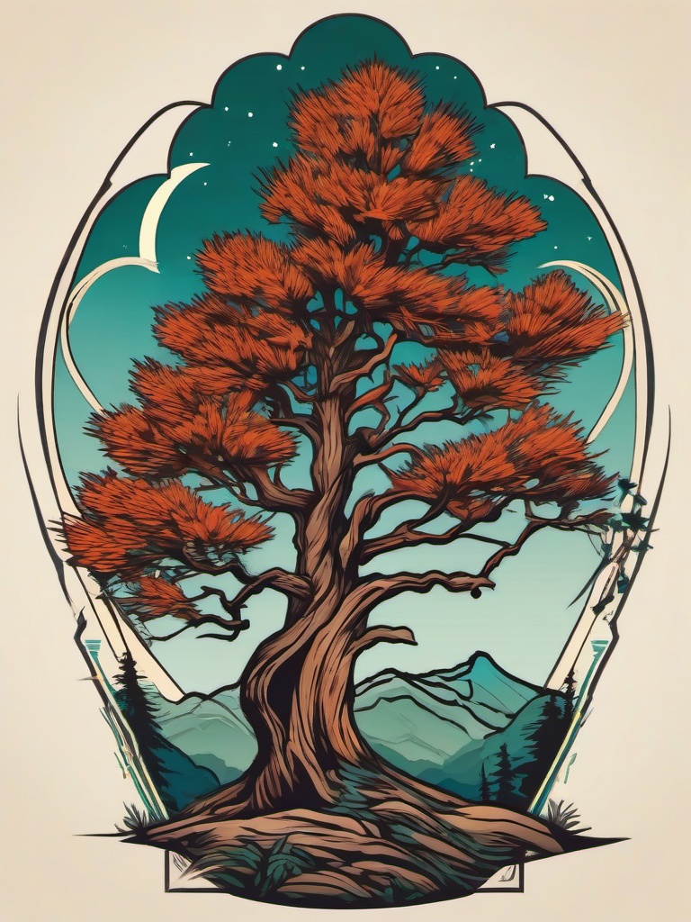 bristlecone pine tattoo  simple vector color tattoo