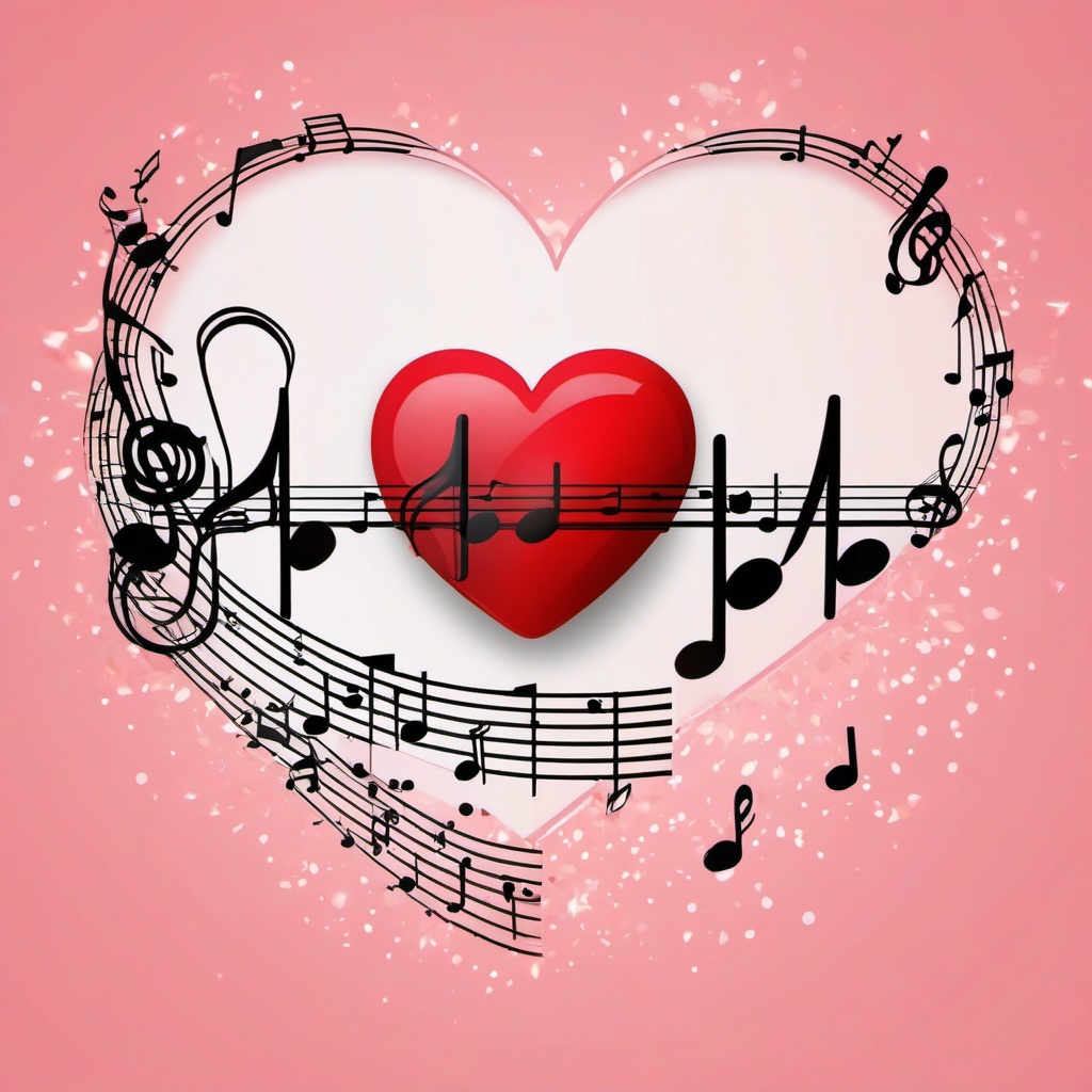 Heartbeat with Music Notes Emoji Sticker - A love melody pulsating in the heart, , sticker vector art, minimalist design