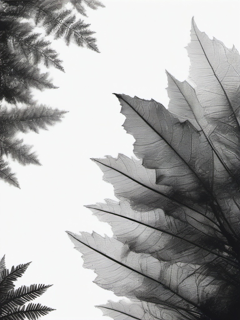 drawing of a leaf in a peaceful forest  minimal rough sketch scribbles,doodles,black and white