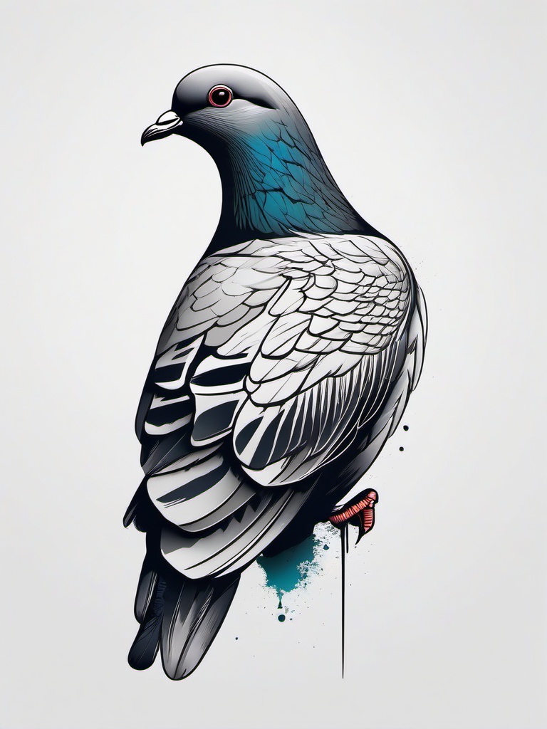 Pigeon Tattoo - Pigeon in a tattoo design  minimal tattoo design, white background