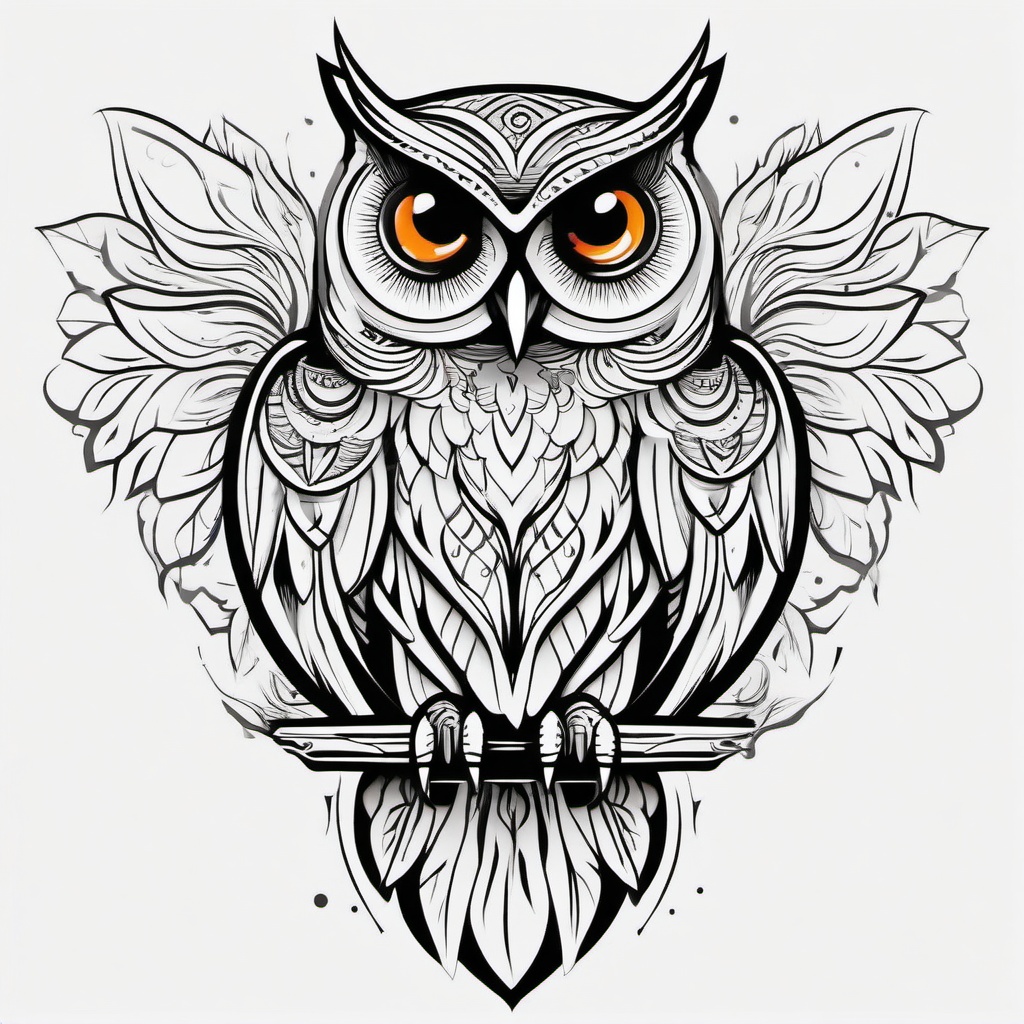 Creative Owl Tattoos - Showcase creativity and innovation with a tattoo featuring unique and creative owl designs.  simple color tattoo,vector style,white background