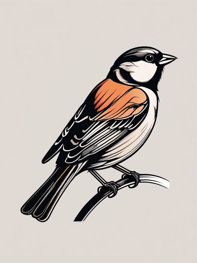 japanese sparrow tattoo  minimalist color tattoo, vector