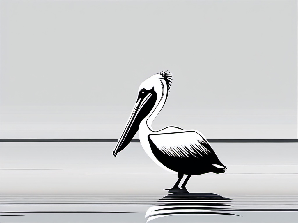 Pelican cartoon  minimal, white background