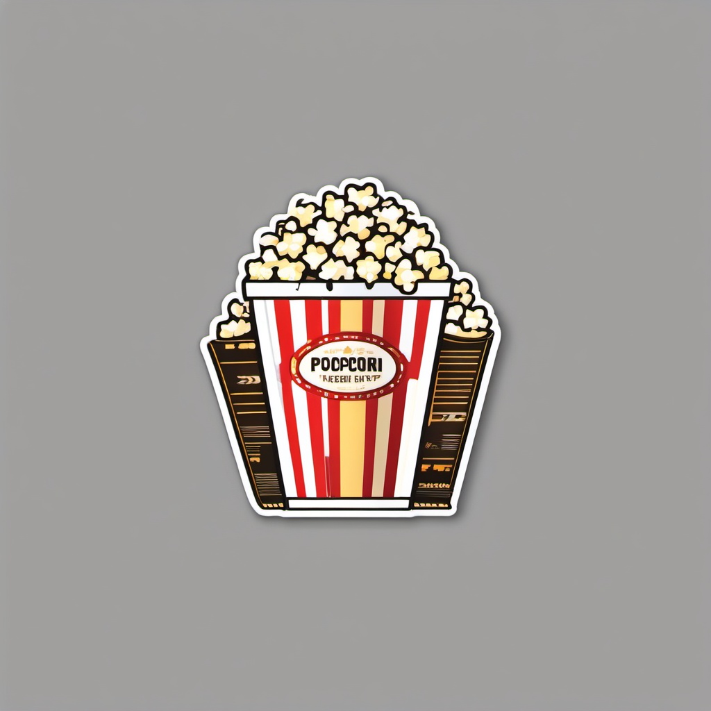 Popcorn Sticker - Movie night favorite, ,vector color sticker art,minimal