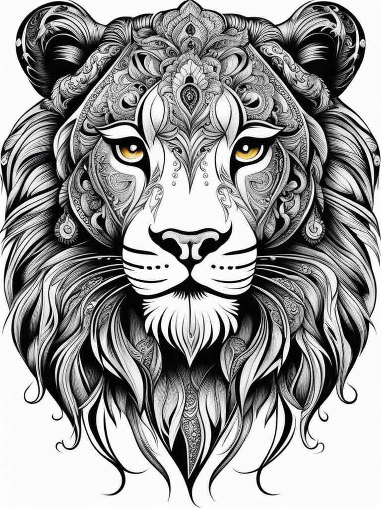 leo tattoo black and white design 