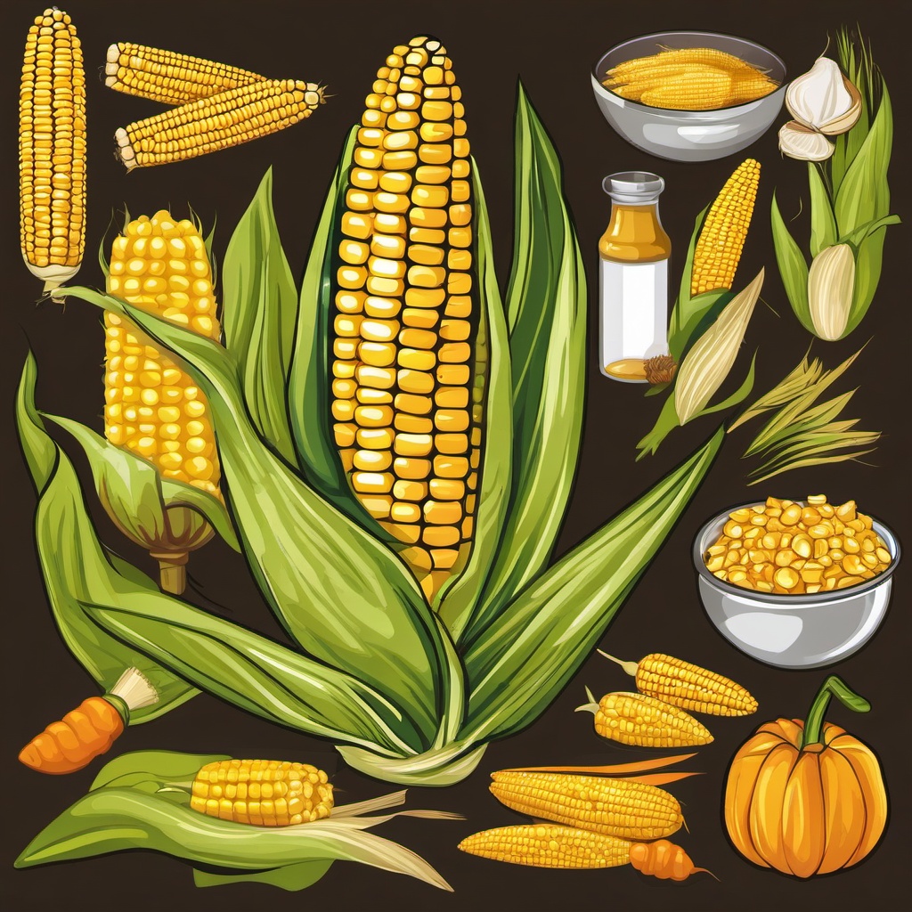 Corn clipart - corn being shucked  vector clipart