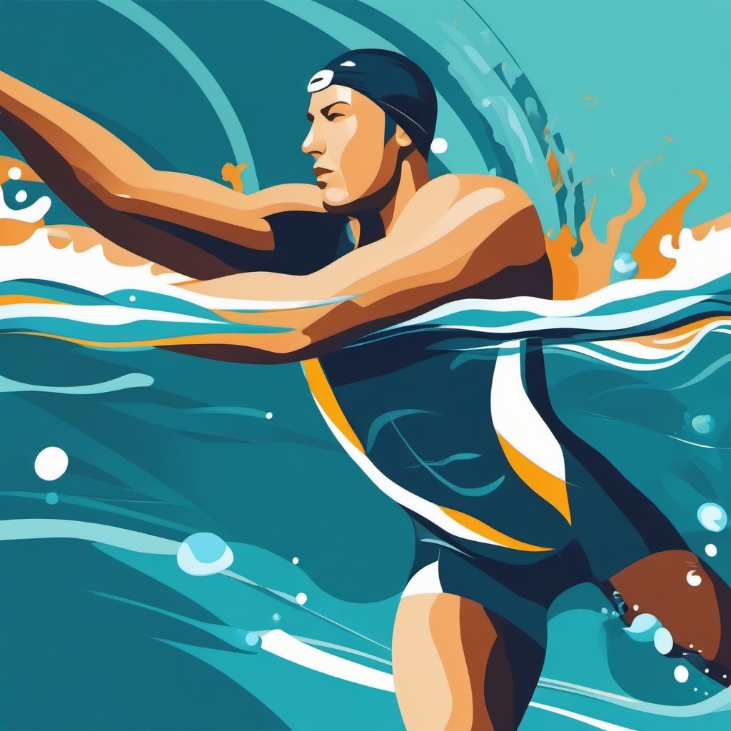 Swimmer in Freestyle Stroke Clipart - A swimmer in the freestyle stroke.  color vector clipart, minimal style